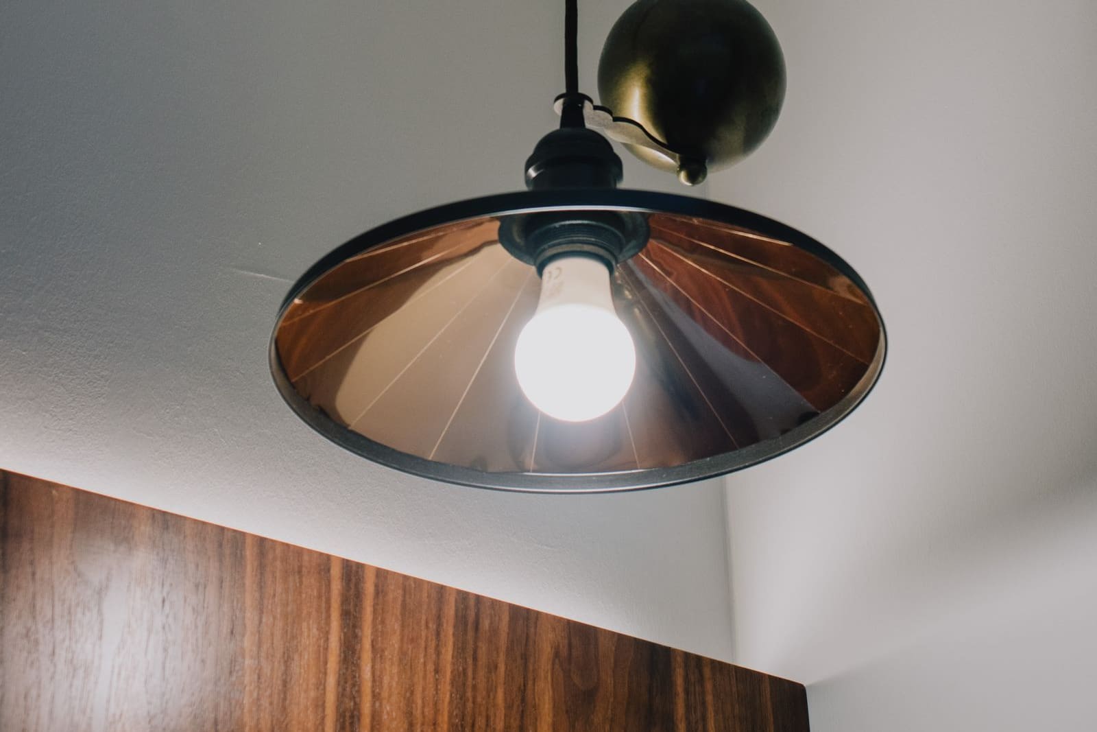 An old single-bulb hanging lamp